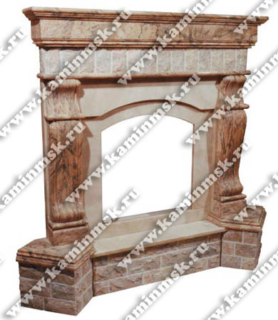 угловой портал Кронос из колотого мрамора для каминов